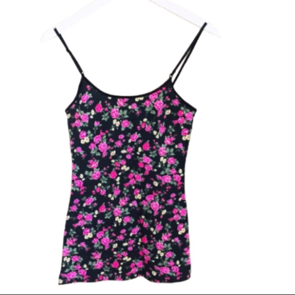 NEW ZENANA OUTFITTERS Floral Scoop Neck Tank Black Size Small